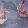 Shinje yab yum (gShin rje yab yum) dancers, (monks), Paro Tshechu (tshes bcu), 1st day, in the dzong.