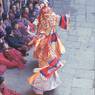 Shinje yab yum (gShin rje yab yum) dancers and the monks, (monks),  Paro Tshechu (tshes bcu), 1st day, in the dzong.