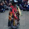 Black hat (zhva nag) dancer, (monks), Paro Tshechu (tshes bcu), 1st day, in the dzong.