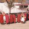 Procession: monks and heroes (dpa' bo) going to the dance arena, Paro Tshechu (tshes bcu), morning of the 2nd day