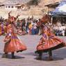 Atsara and Shinje yab yum (gShin rje yab yum) dancers, Paro Tshechu (tshes bcu), dance arena, Paro Tshechu (tshes bcu), 2nd day