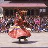 Dance of the Wrathful deities (gTum rngam). Dancer ready to destroy the linga, dance arena, Paro Tshechu (tshes bcu), 3rd day