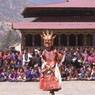 Dance of the Wrathful deities (gTum rngam). Dancer ready to destroy the linga, dance arena, Paro Tshechu (tshes bcu), 3rd day