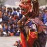 Dance of the Wrathful deities (gTum rngam). Dancer, dance arena, Paro Tshechu (tshes bcu), 3rd day