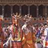 Dance of the Wrathful deities (gTum rngam). Dancers, dance arena, Paro Tshechu (tshes bcu), 3rd day