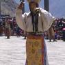 Dance of the Heroes with ornaments (rGyan drug dpa' bo), laymen, dance arena, Paro Tshechu (tshes bcu), 3rd day