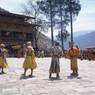 Dance of the Heroes with ornaments (rGyan drug dpa' bo), laymen, dance arena, Paro Tshechu (tshes bcu), 3rd day