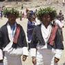 laymen from the Uchu village in Paro who perform the dance of Uchu (U chu gzhas), Paro Tshechu (tshe bcu), 4th day