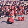 Dance of the Lord of death and his consort (gShin rje yab yum) and laymen from the Uchu village in Paro, Paro Tshechu (tshe bcu), 4th day