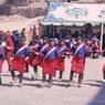 Dance of the laymen from Nub (Krong gsar region) (Nubi gzhas), Royal troupe, Paro Tshechu (tshe bcu), afternoon, 5th day