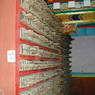 Shelves of wood blocks used in making traditional Tibetan texts.