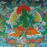 A mural of Green Tara in Derge Monastery's Assembly Hall.