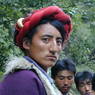 A Khampa man with red hair braids.