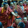 Two prominent Tibetan monks engaged in a formal debtate of religious topics.