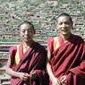 Professor Tenzin Lhakpa [mkhan po bstan 'dzin lhags pa] and the monk Lhukpo [lhugs po] of the Larung Gar [bla rung gar] religious settlement.
