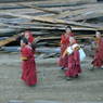 A group of young monks near the Assembly Hall ['du khang].