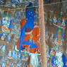 A blue buddha, one of the hill's largest carvings.
