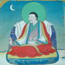 Close up of Gyalwa Zhangton in the mural of the early masters of the Longchen Nyingthik Lineage.