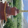 The recently restored red stupa in the southwest quadrant of the monastery complex.