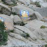 A painted rock carving of the founder of the monastery, Sakya Yeshe.