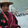 A Tibetan woman on the street in Serta Town.