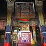 Throne of the Dalai Lamas in the Great Meeting Hall of Ganden Palace