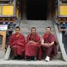 Monks on the steps of the Tsha Assembly Hall