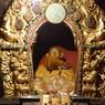 Dalai Lama on his Mortuary Stupa in the Naga Girls Chapel