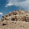 An outer wall of the castle. Note the stonework revetment segments at the base of the structure.