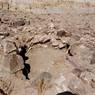 The excavated funerary structure FS5. It is unclear where the large stones in the foreground were originally positioned.