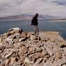 A member of the survey team on the Island’s summit.