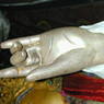 Left hand of Phyag na rdo rje statue to right (as we look at it) of main 'Jam dpal dbyangs statue