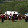 Tibetans waiting for horse race to start.&nbsp;