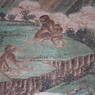 Wall painting depicting the mythological origin of the Tibetan people from a monkey and ogress