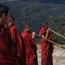 The monk blowing trumpet during Chhukha Tsechu