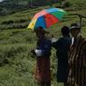 Bropon (lead master) facing towards dancers and the one who is holding umbrella is captain