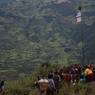 Hoisting flag at the end of valley