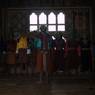 They dance inside temple participants facing to the relics inside altar.