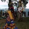 Gonpo and Gonmo dancing facing towards Murmo village from right side of temple