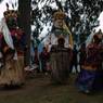 Gonpo Gonmo and chhampon(lead master) dancing facing to Guru statue