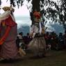 Gonpo and Gonmo dancing  moving to the back of temple