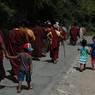 Monks walks to a stream to get purified from defilements