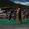 The local dancers performing traditional dance in Thimphu tsechu